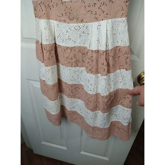 Loft Striped Lace Knee Length Tank Dress. Size 6 - Picture 3 of 10